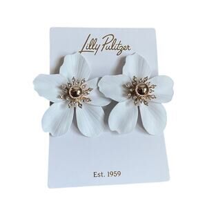 Lilly Pulitzer Oversized Orchid Earrings Resort White NEW with Gift Bag buy 1-5